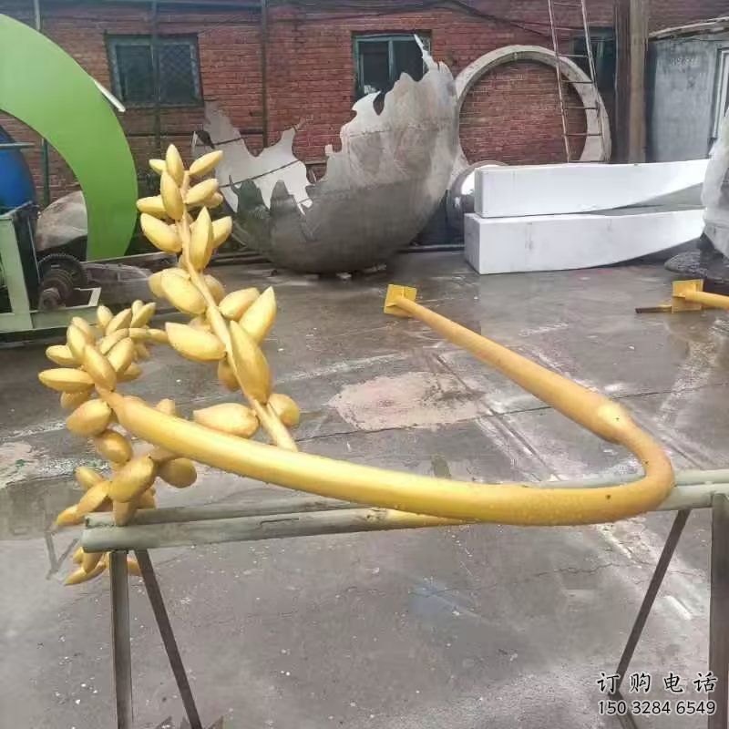 拉絲水稻雕塑廠家 鏤空創意擺件 別墅區不銹鋼水稻雕塑廠