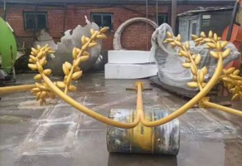 幾何水稻雕塑廠家 現代公園小品 仿真不銹鋼水稻雕塑制作