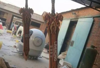 戶外利劍雕塑廠家 噴漆小品 現代不銹鋼利劍雕塑廠制作