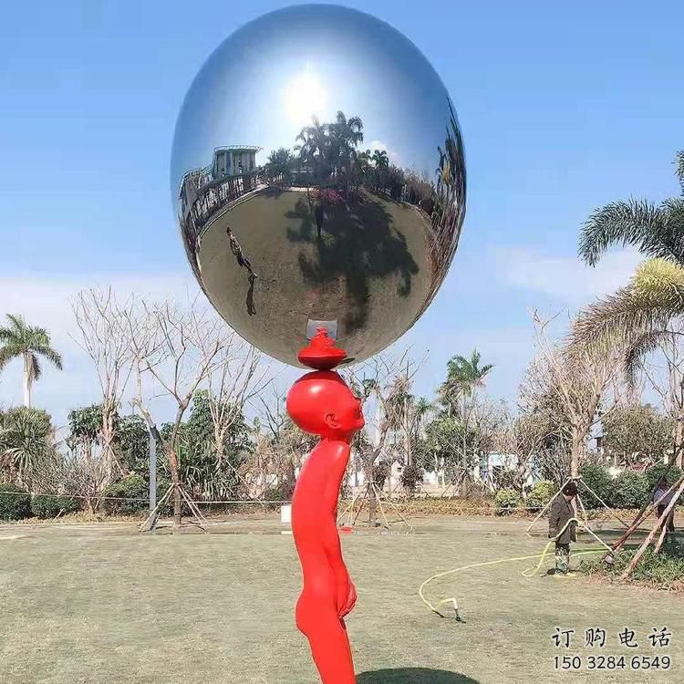 創意頂球雕塑廠家 現代戶外小品 公園不銹鋼頂球雕塑廠