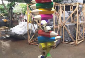 街頭鉛筆雕塑廠家 大型別墅區擺件 烤漆不銹鋼鉛筆雕塑廠
