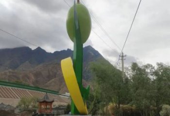 創(chuàng)意青果雕塑廠家 廣場大型小品 公園不銹鋼青果雕塑廠