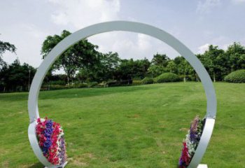 創(chuàng)意耳機(jī)雕塑廠家 創(chuàng)意抽象小品 公園不銹鋼耳機(jī)雕塑廠