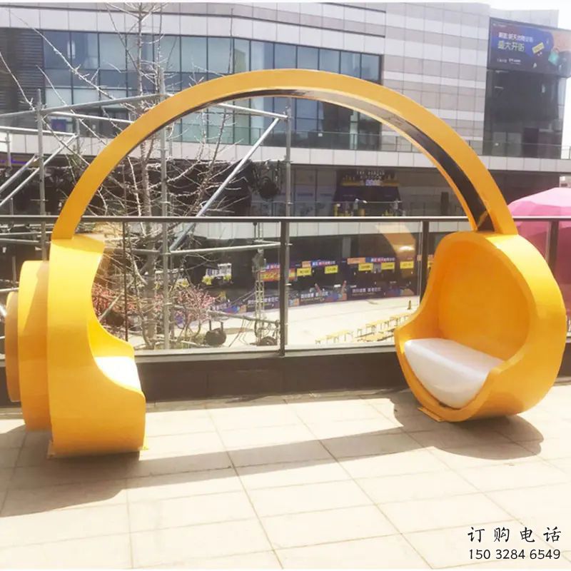 歐式耳麥雕塑廠家 抽象擺件 異形不銹鋼耳麥雕塑工廠