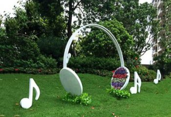 步行街耳機(jī)雕塑廠家 游樂場小品 創(chuàng)意不銹鋼耳機(jī)雕塑廠