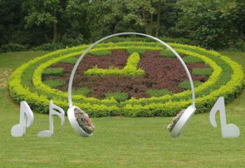 房地產耳機雕塑廠家 公園抽象擺件 鍛造不銹鋼耳機雕塑廠