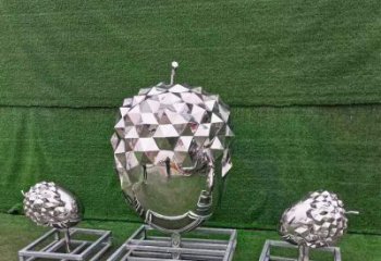 街頭松塔雕塑廠家 大型別墅區擺件 鏡面不銹鋼松塔雕塑定做