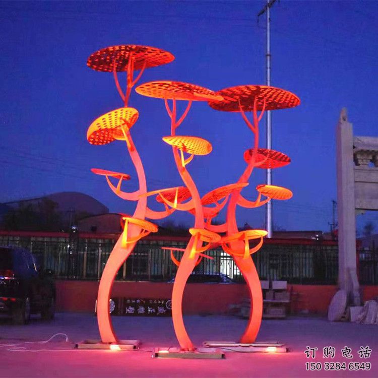 鏤空花傘雕塑廠家 園林小品 住宅小區不銹鋼花傘雕塑廠