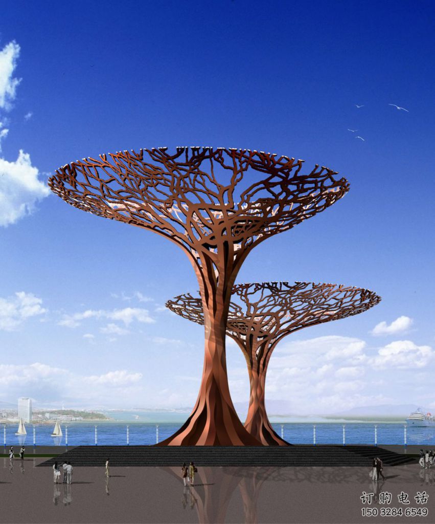 幾何花傘雕塑廠家 鏤空幾何小品 戶外不銹鋼花傘雕塑價格