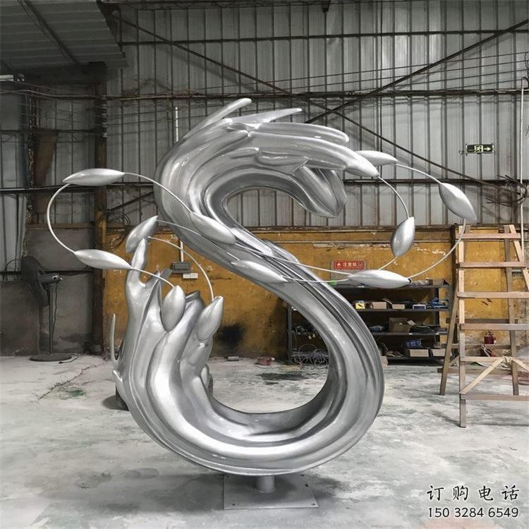 抽象景觀石雕塑廠家 鏡面公園小品 戶外不銹鋼景觀石雕塑定做