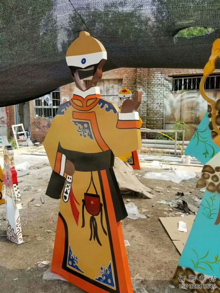 街頭皮影戲雕塑廠家 大型別墅區(qū)擺件 抽象皮影戲雕塑定做