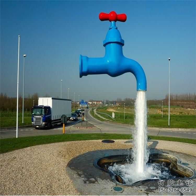 烤漆水龍頭雕塑廠家 流水小品 抽象水龍頭雕塑廠