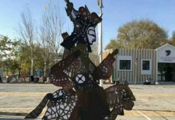 抽象皮影戲雕塑廠家 鏤空烤漆小品 異形皮影戲雕塑廠