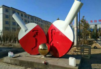 體育乒乓球拍雕塑廠家 運(yùn)動(dòng)小品 商業(yè)街不銹鋼乒乓球拍雕塑廠