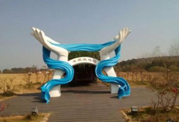 戶外哈達雕塑廠家 噴漆小品 烤漆不銹鋼哈達雕塑廠