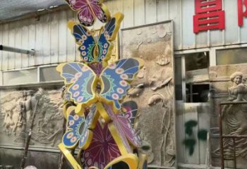 彩繪蝴蝶樹(shù)雕塑廠(chǎng)家 現(xiàn)代公園擺件 街頭不銹鋼蝴蝶樹(shù)雕塑廠(chǎng)