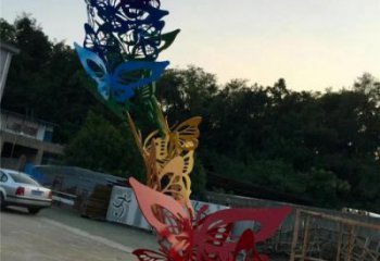 拉絲蝴蝶樹(shù)雕塑廠家 鏤空創(chuàng)意擺件 別墅區(qū)不銹鋼蝴蝶樹(shù)雕塑廠