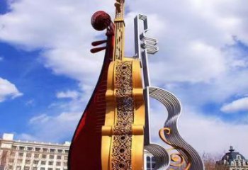 噴漆琵琶雕塑廠家 中式村口小品 現(xiàn)代不銹鋼琵琶雕塑廠