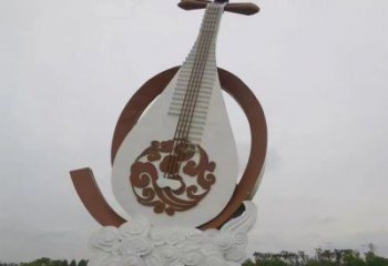 現代琵琶雕塑廠家 大型別墅區擺件 創意不銹鋼琵琶雕塑廠
