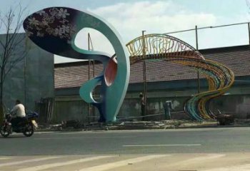 拉絲彩虹雕塑廠家 鏤空創(chuàng)意擺件 別墅區(qū)不銹鋼彩虹雕塑廠