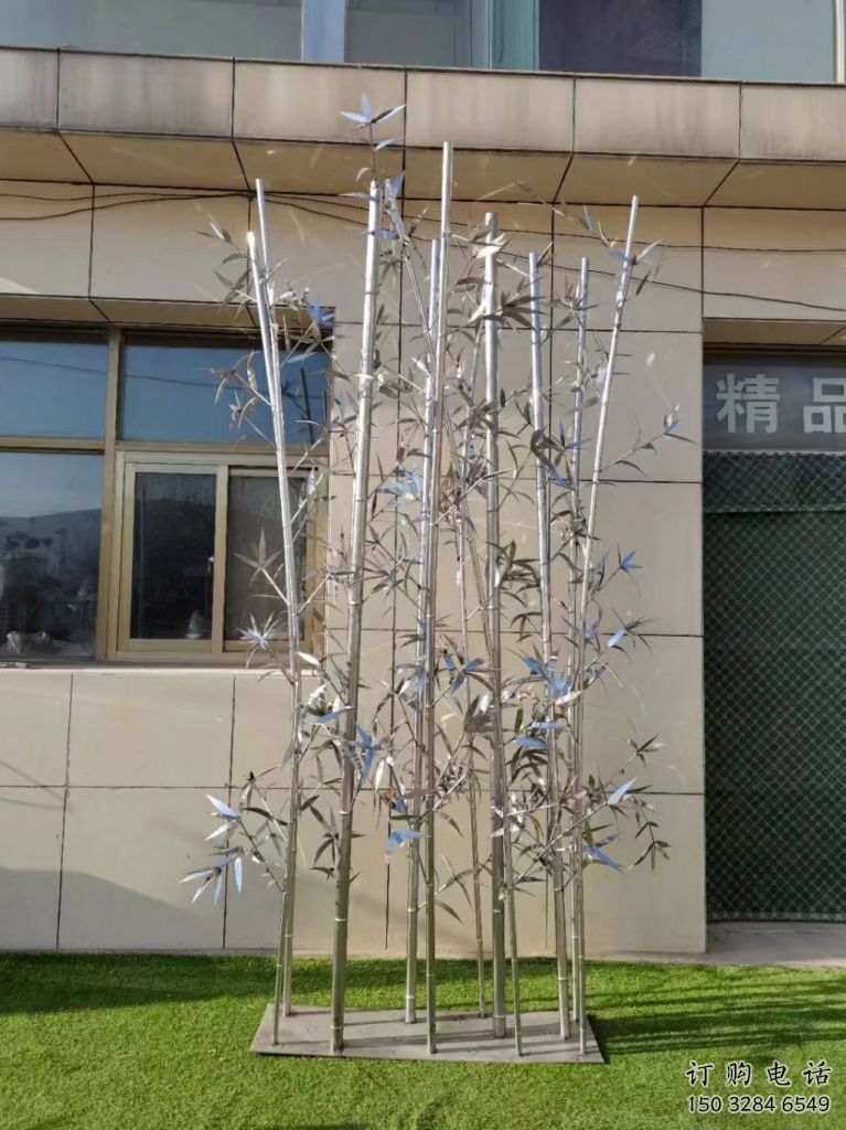 鏡面竹子雕塑廠家 烤漆大型擺件 現(xiàn)代不銹鋼竹子雕塑廠
