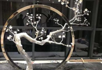 現代梅花雕塑廠家 大型別墅區擺件 戶外不銹鋼梅花雕塑生產