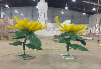 仿古菊花雕塑廠家 草地小品 房地產不銹鋼菊花雕塑廠