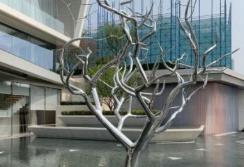 園林樹枝雕塑廠家 鏡面小品 中式不銹鋼樹枝雕塑廠