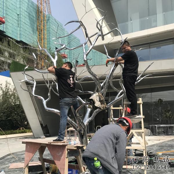 中式枯樹枝雕塑廠家 創(chuàng)意小品 游樂場不銹鋼枯樹枝雕塑廠