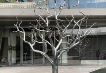 異形枯樹雕塑廠家 現(xiàn)代公園小品 創(chuàng)意不銹鋼枯樹雕塑廠