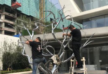 幾何枯樹雕塑廠家 抽象小品 大門口不銹鋼枯樹雕塑廠