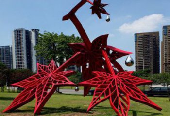 烤漆楓葉雕塑廠家 鋼管鏤空小品 戶外不銹鋼楓葉雕塑廠