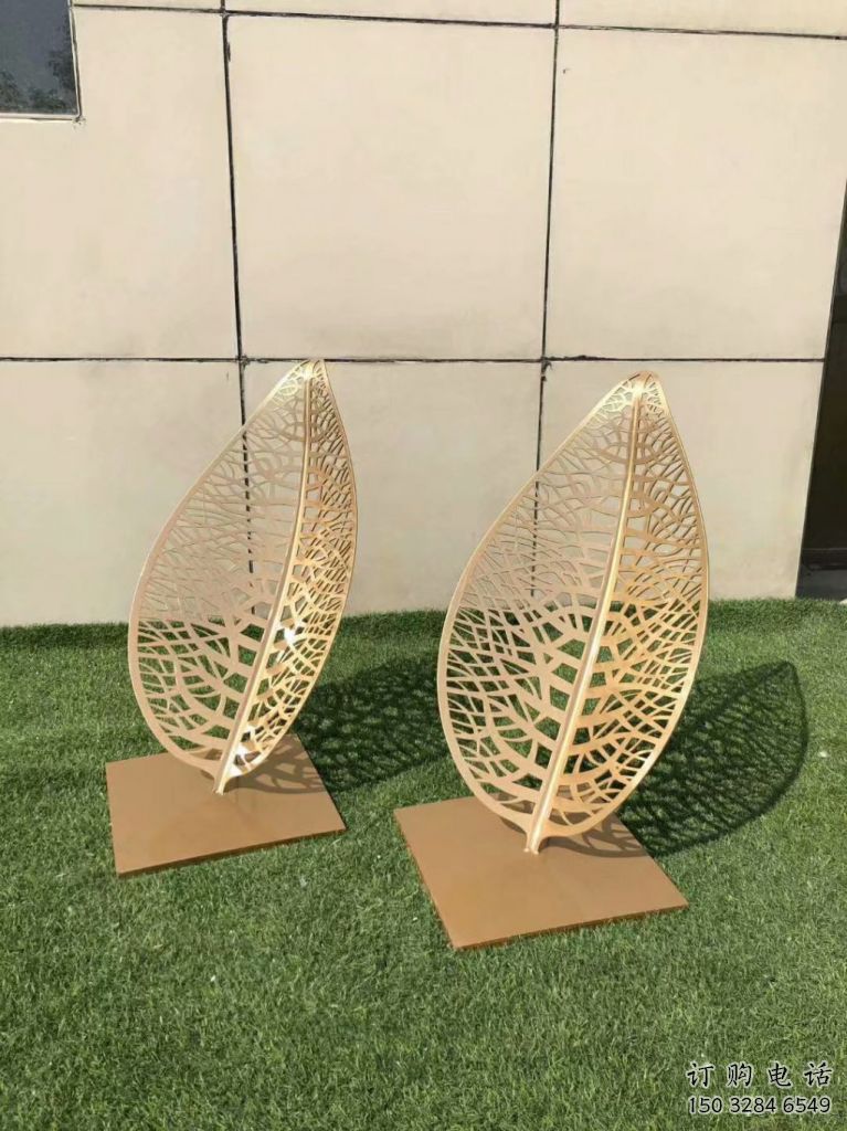 烤漆葉片雕塑廠家 鏤空公園小品 戶外不銹鋼葉片雕塑廠