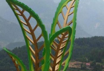 烤漆花葉雕塑廠家 鏤空創意小品 現代不銹鋼花葉雕塑廠