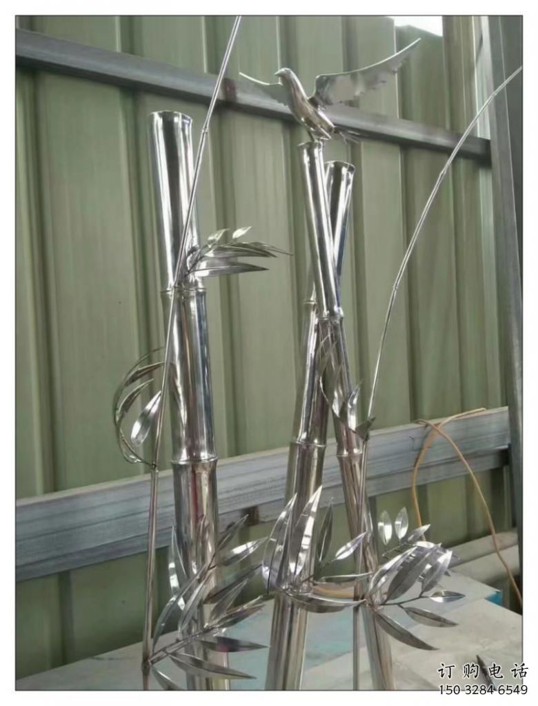 創(chuàng)意竹葉雕塑廠家 鏡面小品 公園不銹鋼竹葉雕塑廠