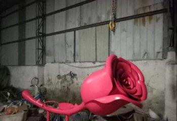 大型商場玫瑰花雕塑廠家 仿真擺件 烤漆不銹鋼玫瑰花雕塑廠