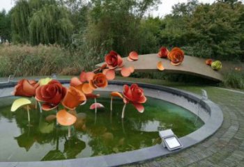 公園玫瑰雕塑廠家 戶外擺件 現代不銹鋼玫瑰雕塑廠