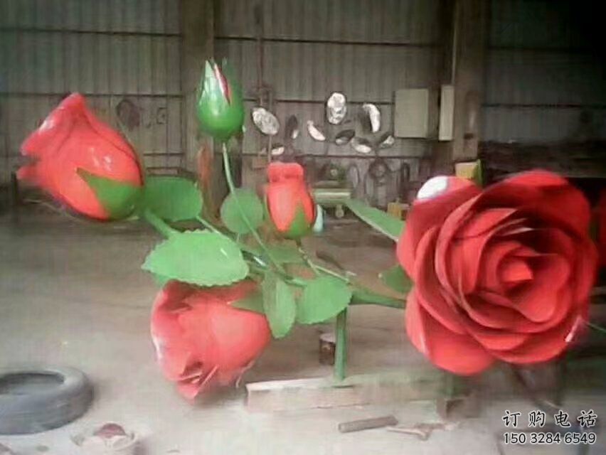 大型月季花雕塑廠家 鍛造小品 現代不銹鋼月季花雕塑廠