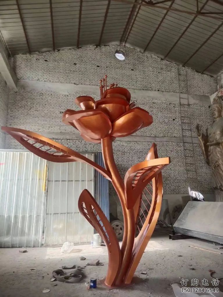 烤漆月季花雕塑廠家 鏤空小品 公園不銹鋼月季花雕塑廠