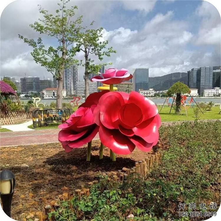 歐式月季雕塑廠家 抽象擺件 烤漆不銹鋼月季雕塑廠