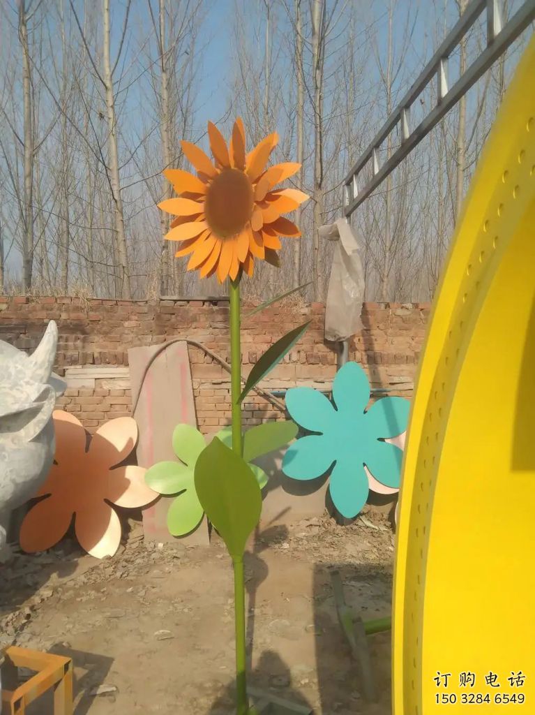 彩繪向日葵雕塑廠家 公園擺件 街頭不銹鋼向日葵雕塑廠