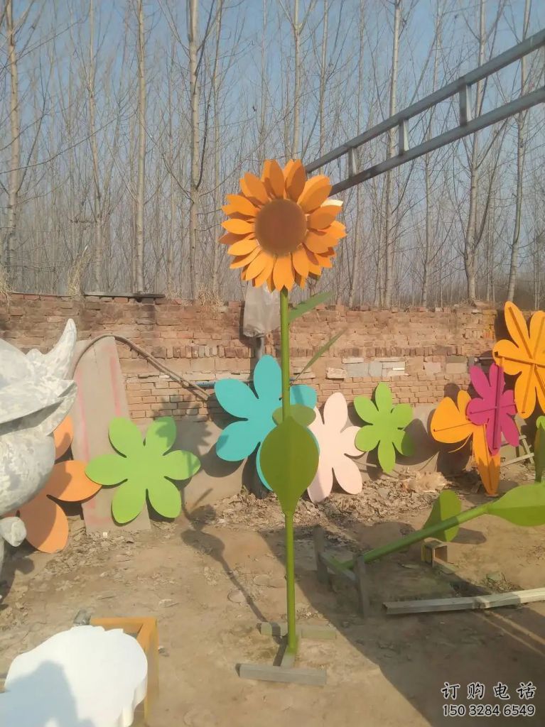 創意向日葵雕塑廠家 戶外小品 公園不銹鋼向日葵雕塑廠