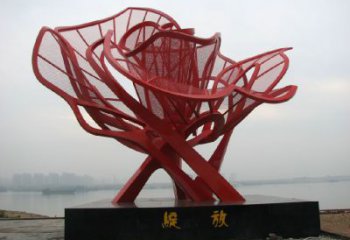 戶外月季雕塑廠家 噴漆小品 鏤空不銹鋼月季雕塑生產