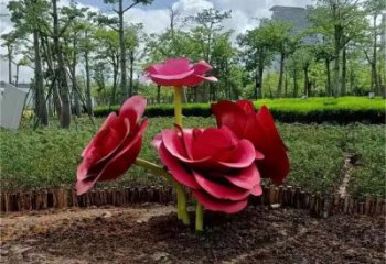 仿真月季雕塑廠家 現代擺件 烤漆不銹鋼月季雕塑廠