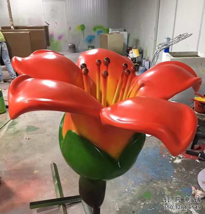 噴漆花卉雕塑廠家 中式村口小品 草地不銹鋼花卉雕塑廠