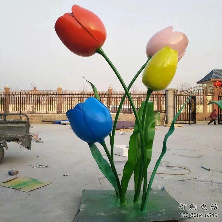 創(chuàng)意郁金香雕塑廠家 烤漆小品 公園不銹鋼郁金香雕塑廠