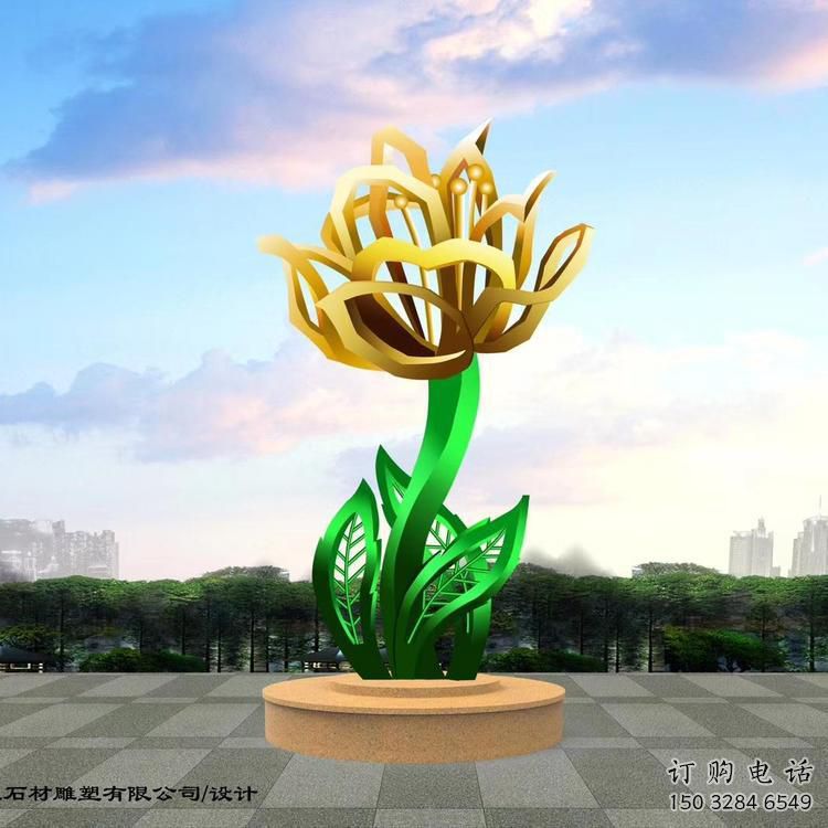 鏤空百合花雕塑廠家 園林小品 抽象不銹鋼百合花雕塑廠