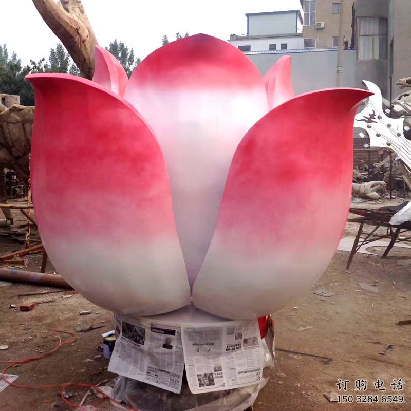 仿真蓮花雕塑廠家 現代擺件 彩繪不銹鋼蓮花雕塑廠