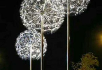 大型蒲公英雕塑廠家 戶外發光小品 現代不銹鋼蒲公英雕塑廠