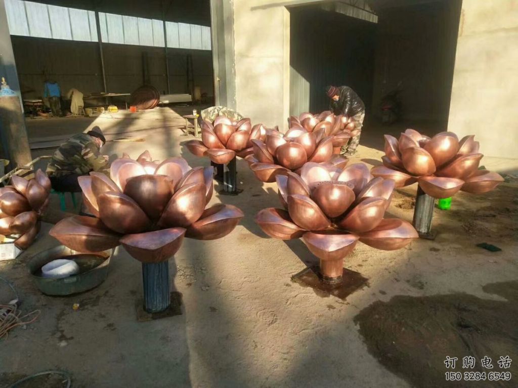 現代水蓮雕塑廠家 大型別墅區擺件 抽象不銹鋼水蓮雕塑工廠